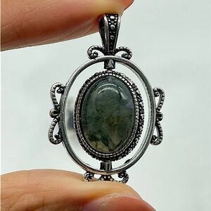 Moss Agate Rotating Crystal Pendant